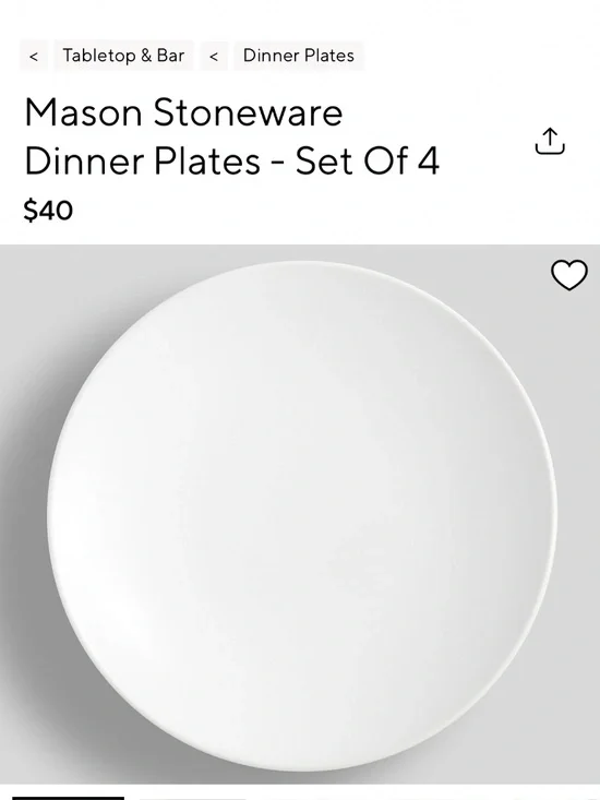 Pottery Barn Mason Stoneware Dinner Plates Set of 4