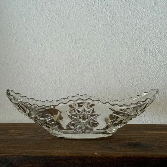 Vintage Anchor Hocking Star‎ Of David Gondola Boat Candy Dish EAPC