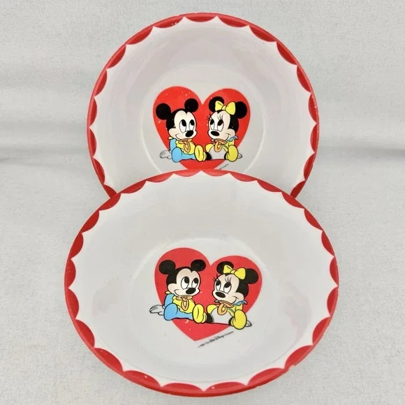 Vintage Disney Baby Mickey Minnie Mouse Child Kids Bowls - Selandia Designs 1984
