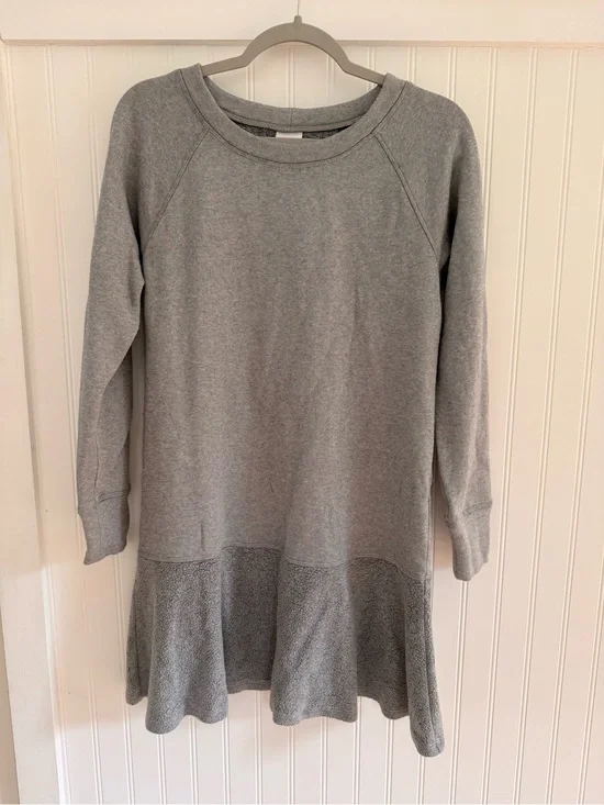 Cabi Gray Sweatshirt Dress with Ruffle Hem, size xs