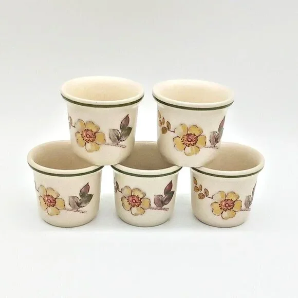 Vintage Marks & Spencer Autumn Leaves Ceramic Egg Cups (5)