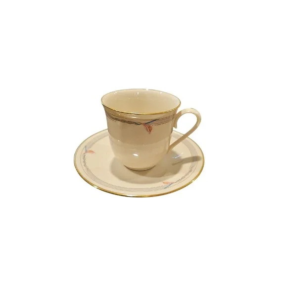 Lenox Gray Ceramic Gramercy Cup &‎ Saucer Made in USA