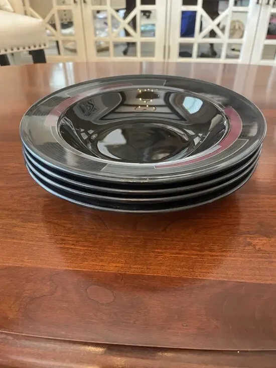MIKASA GALLERIA SPECTRA BLACK RIMMED SOUP / SALAD BOWL SET OF 4