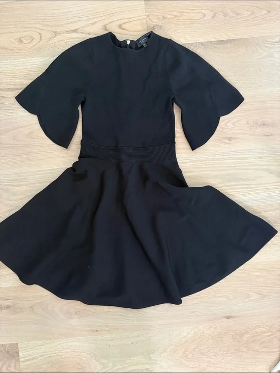 Ted Baker London Oliviha Ribbed Knit Flutter Sleeve Skater Dress Black Size 1