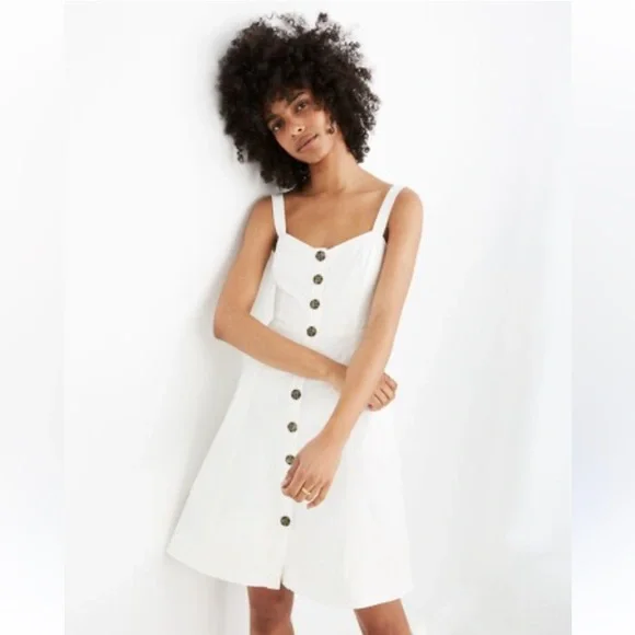 Madewell Linen Blend Button Front Tank Dress
