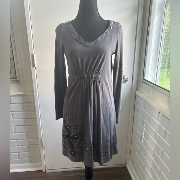 Ariat Y2K Studded‎ Velvet Dress XS goth vintage embellished layered