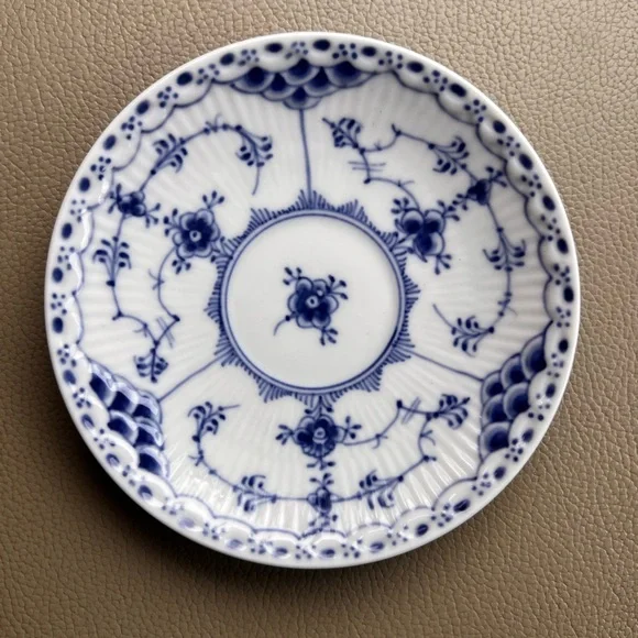 Royal‎ Copenhagen Blue Fluted Half Lace Saucers 4.5