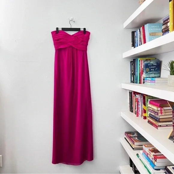 Ted Baker Silk Fuchsia Pink Strapless Dress Sz 8-10