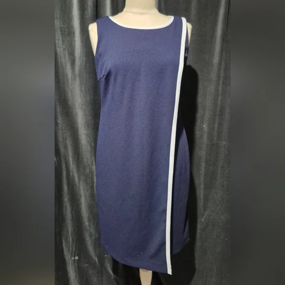 Calvin Klein Navy Blue Mini Dress with White Trim