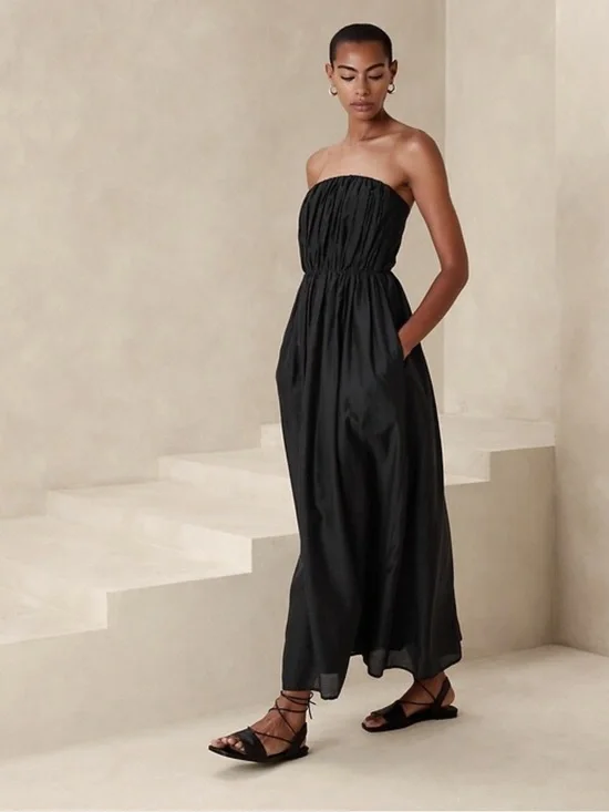Banana Republic Factory Strapless Organza Maxi Dress