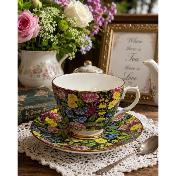 Bethany Fine Bone China Floral Chintz Tea Cup & Saucer Staffordshire England