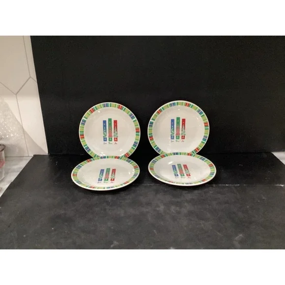 Oneida Holiday‎ Love Peace Joy Set of 4 Salad Plates 7.25