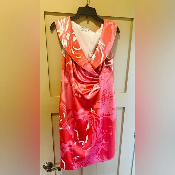 Kay Unger Pink Floral Sleeveless Cocktail Dress 10