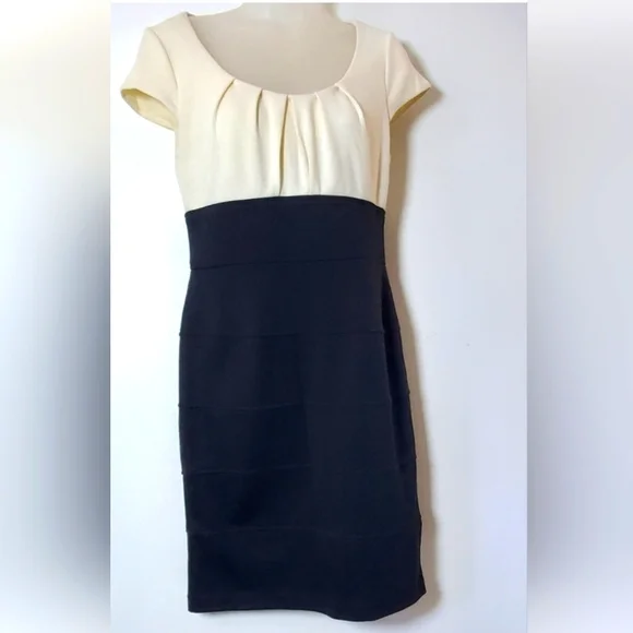 Chic Black and Cream Strapless Dress