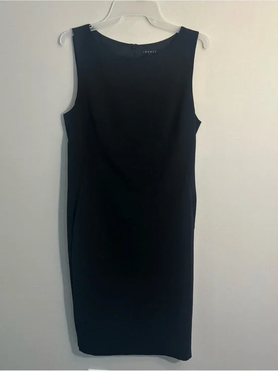 Theory Black Sleeveless Midi Sheath Dress