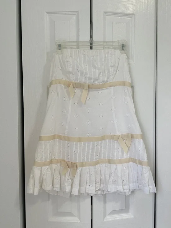 Kimchi Blue by Urban Outfitters White Eyelet Dress with Cream Trim