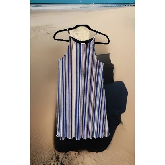 Dee Dee Dress Lightweight Spaghetti Strap Striped Print‎ Summer Dress L