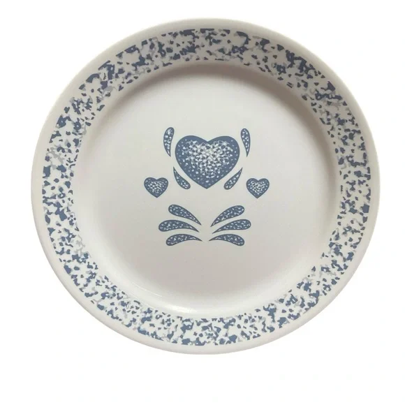 Vintage Corelle Blue Hearts 10”Dinner Plate Tableware Made in USA