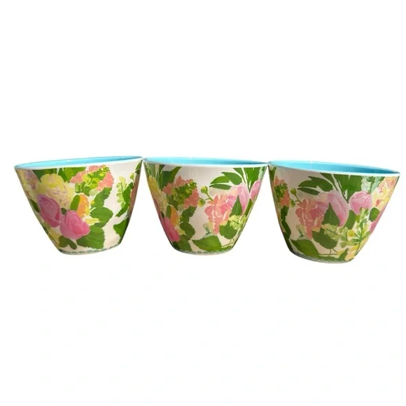 Anthropologie x Lulie Wallace Floral Melamine Bowl Set of 3 Cottagecore Garden