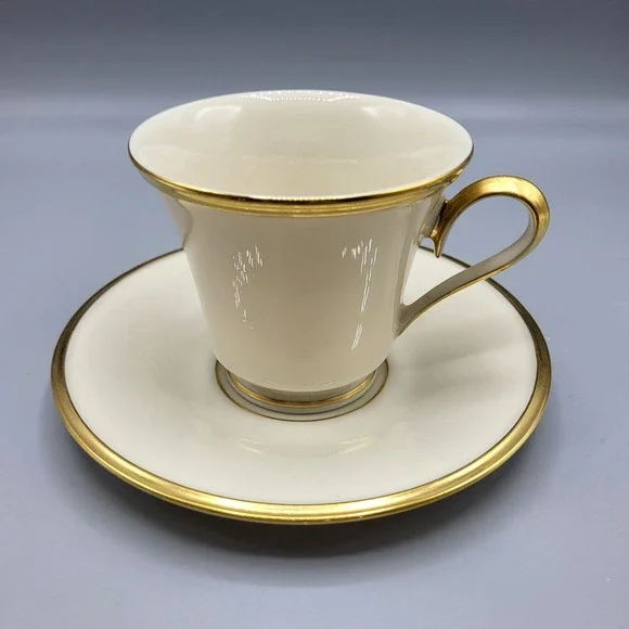 Vintage Lenox Eternal Dimension Collection Gold Trim Cup & Saucer Set