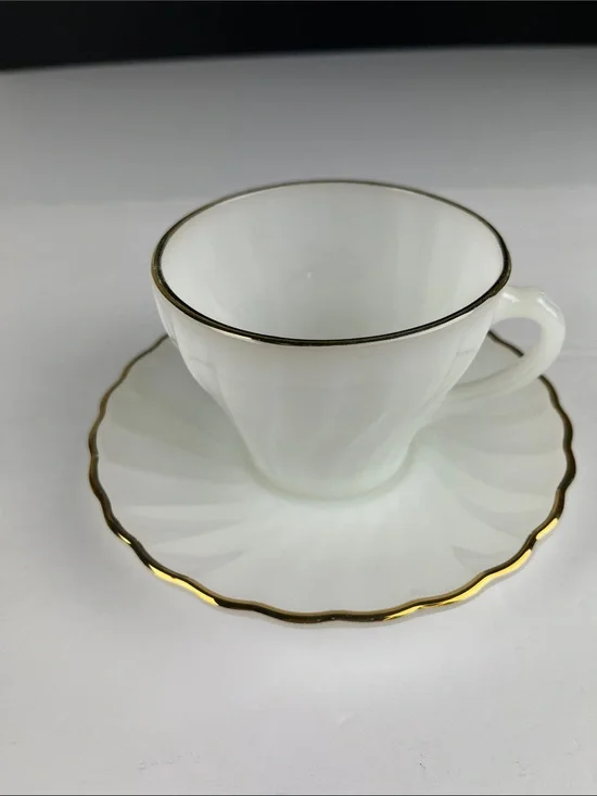 Vintage Fire King Gold Swirl Cup and Saucer
