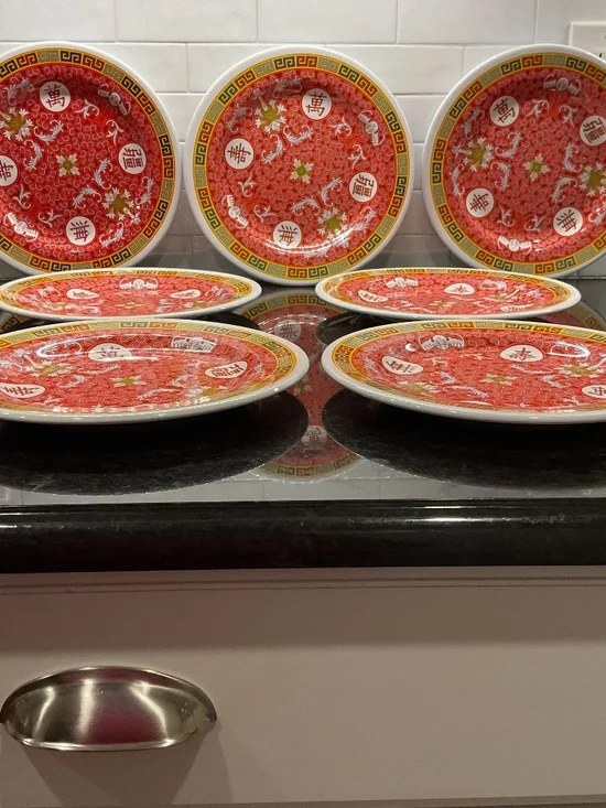 Melamine Red and White Round 10
