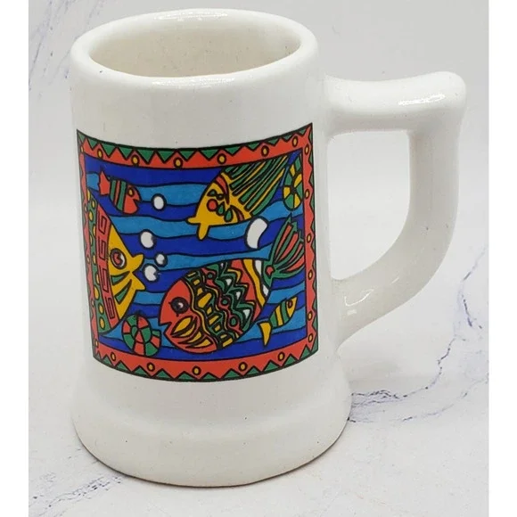 Cozumel Mexico Souvenir Miniature White Ocean Vintage Ceramic Toothpick Holder