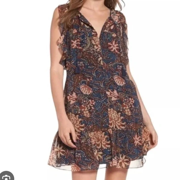 Madewell Lily Ruffle Dress in Sea Floral Women’s size S Flutter Sleeve Wedding