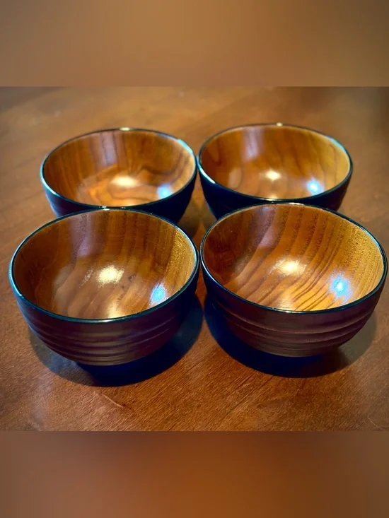 Japanese Wooden Rice/Soup bowls, set of 4 - NEW !!