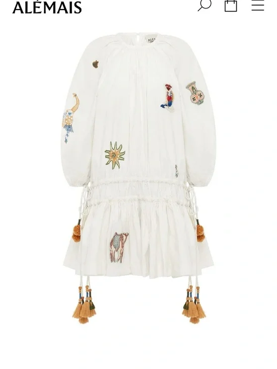 Alemais White Embroidered Mini Dress