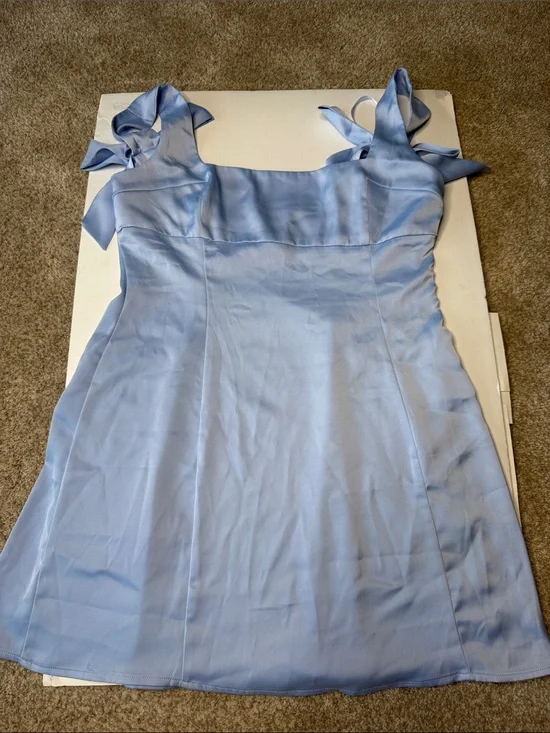 UO Bri Double Bow Satin Mini Dress Size Large