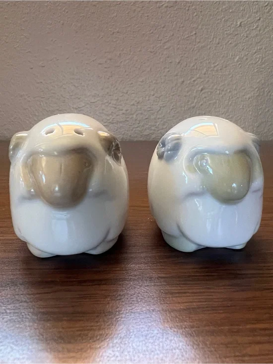 Vintage Ceramic Ram Salt and Pepper Shakers - Made in Japan