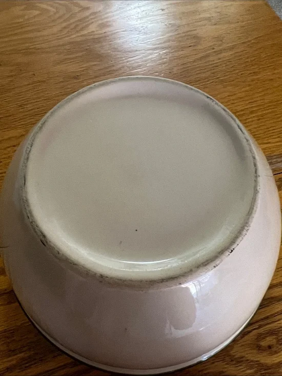 Classic cream pottery Mixing Bowl with green rim
