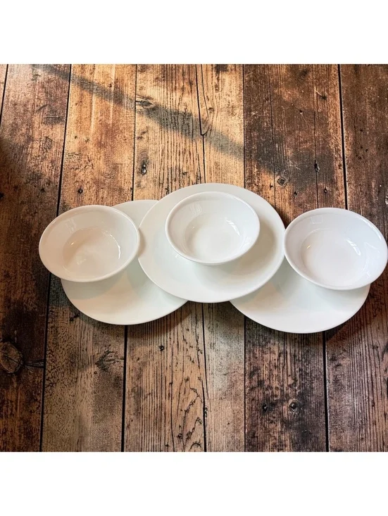 Corelle Winter Frost White 3 Dinner Plates 3 Bowls 6 Pc Replacement Set Lot