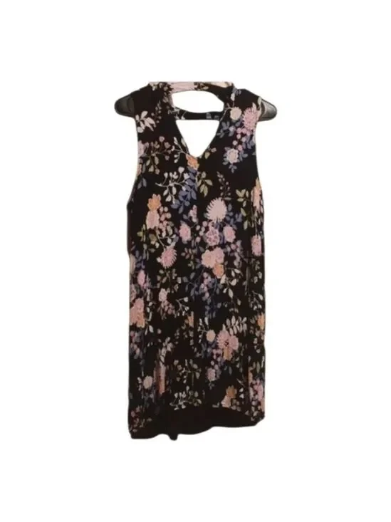 Peach Love California floral dress cut out lined 100% rayon size medium