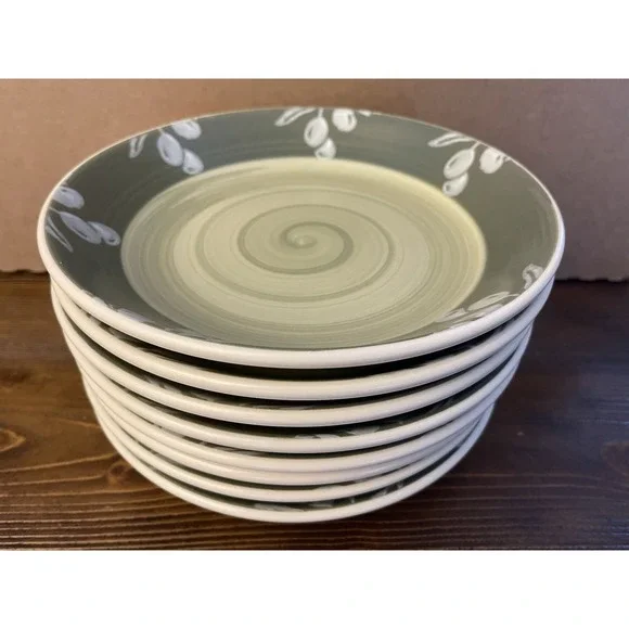 Villa Romana Hand Painted Green Olive 9 1/2