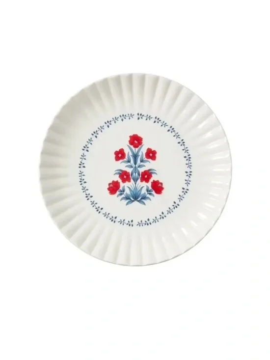 4pc 8” Floral Ceramic Plate Red, White & Blue - My Texas House