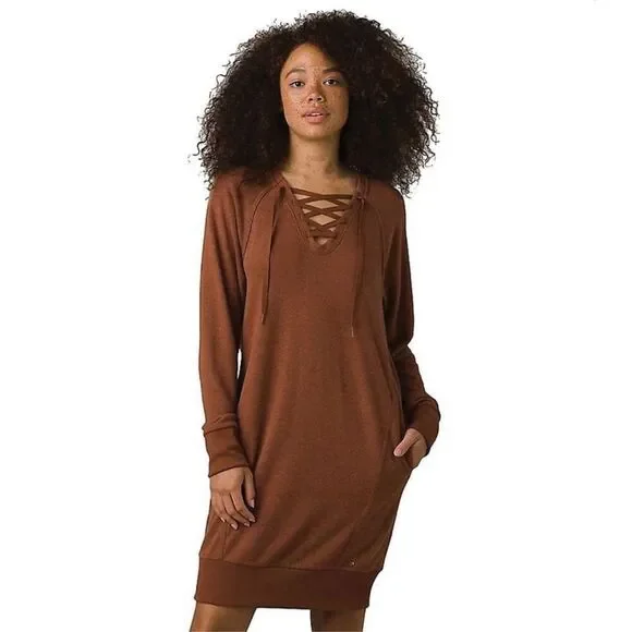 NWT prAna Cozy Up Terry Dress Roux Heather S