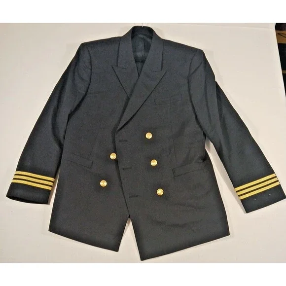 Vintage DELTA AIRLINES Double Breasted Pilot Blazer Made in USA