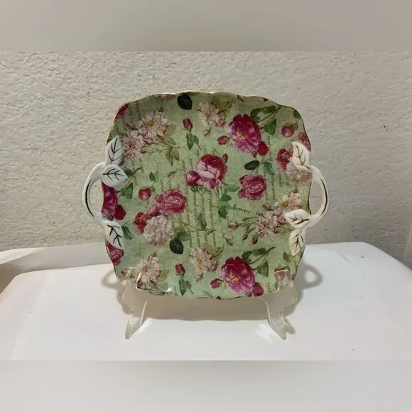 Royal Danube English Rose Square Handled Cake Plate 10,5