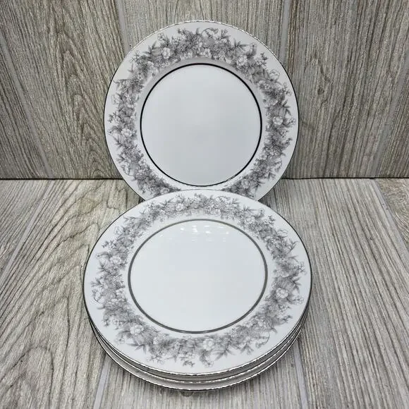 Set Of 4 Sango‎ Florentine Bread & Butter Plate Vintage Japan Platinum Trim