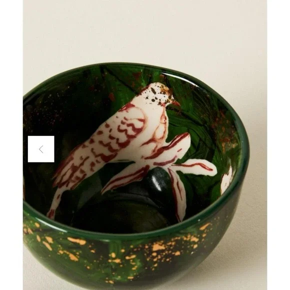 Anthropologie Mia‎ Stoneware Nut Bowl Ice Cream Yogurt Condiment Set of 2 Green