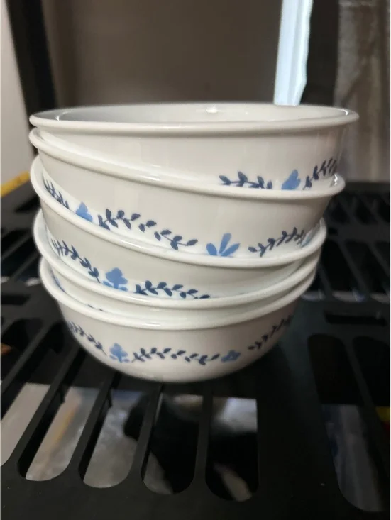 Set of 5 Corelle PORTOFINO Soup Cereal Bowls Italian Blue Tiles