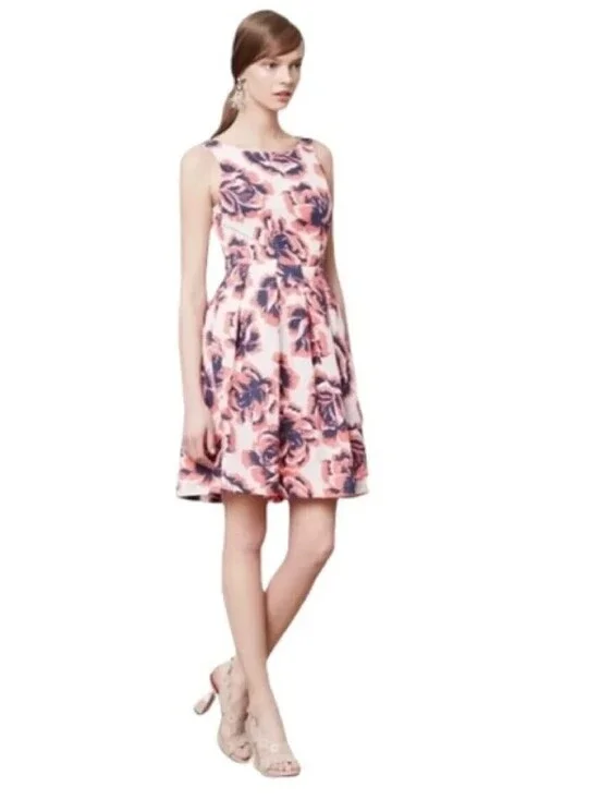 Anthropologie Porridge Size 4 Rosebloom Burnout Dress Floral