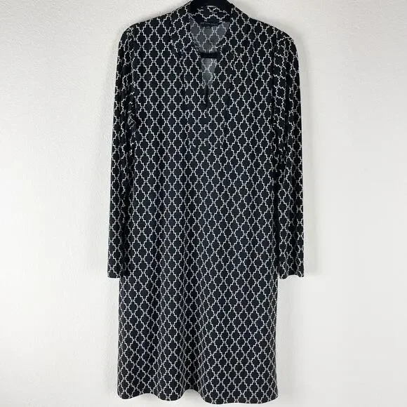 Brooks Brothers 346 Geometric Dress Womens Medium‎ Sheath Allover Print Classic
