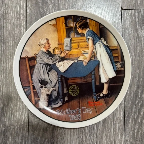 Norman Rockwell Mother's Day 1983 Vintage Plate‎ Add Two Cups and a Measure Love