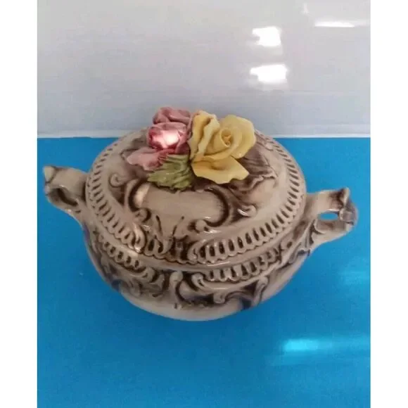 Vintage Capodimonte Tureen Footed Oval Soup Bowl Made‎ In Italy