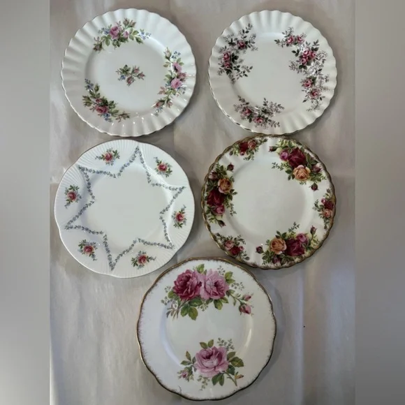 Royal Albert Bone China Side Plate Set of 5‎ | 6.5” Mixed Floral England