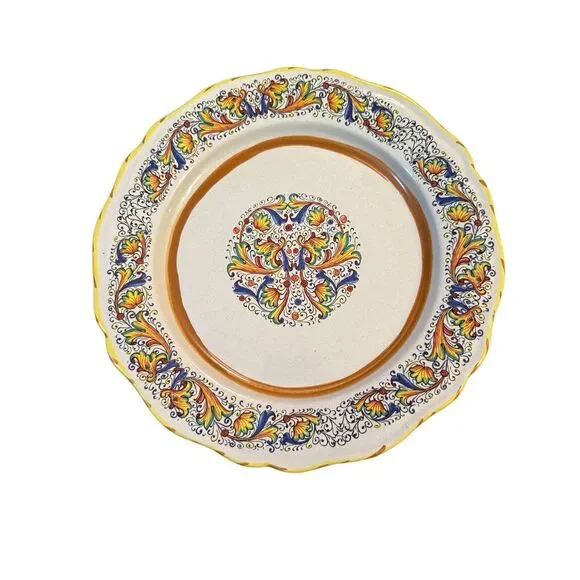Vintage‎ Meridiana Ceramiche Dinner Plates set of 4 Italian Hand Painted Dueling