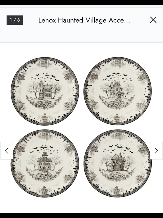 Lenox Black and Cream Haunted Village Accent Plates - Set of 4